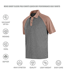 TIHEEN Polo Shirts for Men Dry Fit Short Sleeve Soft Breathable Casual Color Block Fashion Polos Black-Coffee XL