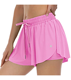 Sport Comfy Running Flowy Shorts for Women Casual Summer - Butterfly Lounge Preppy Athletic Shorts Pink