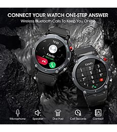 Military Smart Watch for Men(Answer/Make Calls), 2022 All-New Tactical Smart Watch for Android and iPhone, IP68 Waterproof AI Voice Outdoor Watch, Fitness Tracker with Heart Rate/SpO2/Sleep Monitor