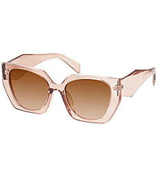 Mosanana Square Cat Eye Sunglasses for Women Trendy Clear Brown Transparent Cateye Rectangle Cool 90s Cute Funky Fashion 2022 Ladies 70s Retro Vintage Youth Chunky Baddie Stylish Sharp Unique 80s COCO