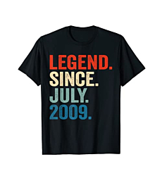 13 Years Old Gifts Legend Since July 2009 13th Birthday Boy T-Shirt