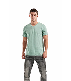 KLIEGOU Men's V Neck T Shirts - Casual Stylish Fitted Tees for Men Light Green-Grey S