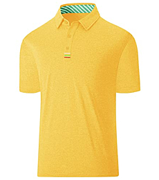 ZITY Golf Polo Shirts for Men Short Sleeve Athletic Tennis T-Shirt 017-7-Yellow-M