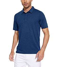 MAGCOMSEN Mens Polo Shirts Short Sleeve Quick Dry Shirts Athletic Shirts Workout Shirts Fishing Shirts Camping Shirts Summer Golf Polo Shirts for Men Dark Blue