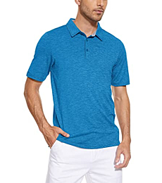 Workout Polo Shirts for Men Athletic Polo Shirts Running Shirts Gym Polo Shirts Work Shirts Casual Polo Shirts Dry Fit Golf Polo Shirts for Men Sea Blue