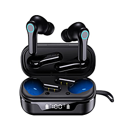 Wireless Earbuds,Bluetooth 5.2 Earbuds,4 Mic Call Noise Cancelling Wireless Headphones with LED Display,90H Playtime Wireless Earphones,Waterproof Sport Bluetooth Headphones with Mic for Sport Black
