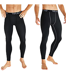 TELALEO 3 Pack Men's Compression Pants Leggings Sports Tights Athletic Baselayer Workout Running Black/Grey/White M