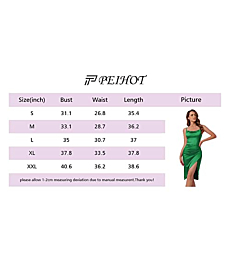 PEIHOT Women's Sexy Stain Spaghetti Strap Draped Wrap Ruched Solid Party Evening Slip Cami Midi Dress Dark Green