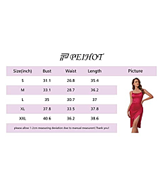 PEIHOT Women's Sexy Stain Spaghetti Strap Draped Wrap Ruched Solid Party Evening Slip Cami Midi Dress Red