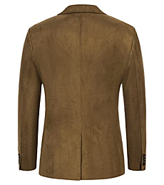 Mens Suede Sport Coat Jacket Single Breasted Lapel Collar Parties Blazer Jacket Coffee M