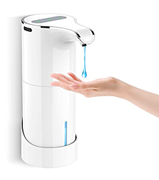 Automatic Soap Dispenser Rechargeable Touchless, 15.37oz Electric Hand Sanitizer Dispenser, Liquid Hand Soap Dispenser Pump with 5 Adjustable Soap Volume for Kitchen Bathroom Wall No Drilling (White)