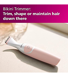 Philips Beauty Bikini Genie Cordless Trimmer for Bikini Line Hair Removal, with Shaving Head and Comb, BRT383/50