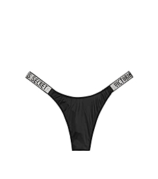 Victoria's Secret Women's Smooth Thong Underwear, Shine Strap, Very Sexy Collection, Black (X-Small)