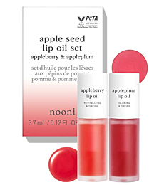 NOONI Korean Lip Oil - Appleberry | Lip Stain, Mother's Day, Gift, Moisturizing, Revitalizing, and Tinting for Dry Lips with Raspberry Fruit Extract, 0.12 Fl Oz