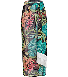 Patbo, Tropicalia Fringe Trim Beach Skirt, 0, Black