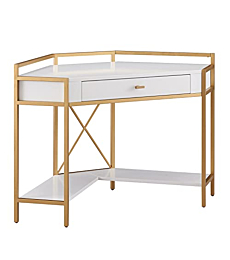 Leick Home 9230-WTGL Claudette Mixed Metal and Wood Desk, White/Gold