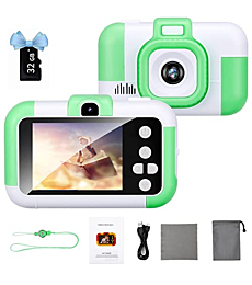 SunChen Kids Camera for Girls Boys 3-10 Years,Children Digital Camera Christmas Birthday Gifts for Boys and Girls,2.4 Inch 1080p Dual Lens Kid Video Camera Toys (32G) -Green