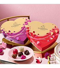 Godiva Valentine's Day heart box filled with assorted milk, white & dark chocolates