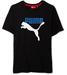 PUMA Big Boys' Big Cat Logo T-Shirt,Black,Large