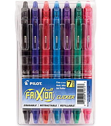PILOT FriXion Clicker Erasable, Refillable & Retractable Gel Ink Pens, Fine Point, Assorted Color Inks, 7 Count (Pack of 1) (31472)