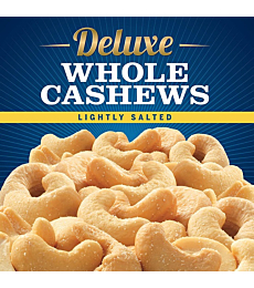 Deluxe Lightly Salted Whole Cashews, 1.14 Pound (Pack of 1) Resealable Canister - Lightly Salted Cashews & Nuts - Nutrient Dense Snacks for Adults & Kids - Vegan Snacks, Kosher