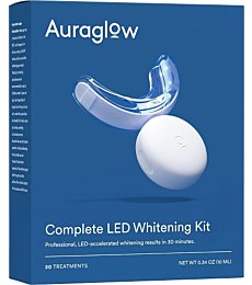 Teeth Whitening Kit: Powerful LED Light & 35% Carbamide Peroxide Gel for Fast Results By Auraglow 