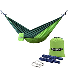 WoneNice Camping Hammock - Portable Lightweight Double Nylon Hammock, Best Parachute Hammock with 2 x Hanging Straps for Backpacking, Camping, Hiking, Travel, Beach, Yard and Garden