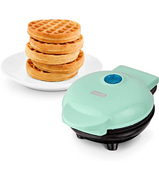 DASH DMW001AQ Mini Maker for Individual Waffles, Hash Browns, Keto Chaffles with Easy to Clean, Non-Stick Surfaces, 4 Inch, Aqua