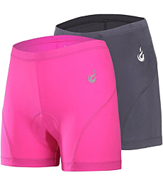 Beroy Women Quick Dry Cycling Underwear with 3D Padded,Gel Bike Underwear and Bike Shorts,Hot Pink and Black,Medium