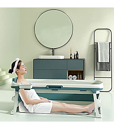 Foldable Bathtub Portable Soaking Bath Tub for adult,Ideal for Hot Bath Ice Bath with Reached Out Hands 53 inch