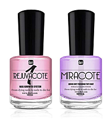 duri Rejuvacote 1 Original Maximum Strength Nail Growth System Base, Top Coat and Miracote Quick Dry Top Coat Combo