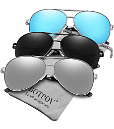 Aviator Sunglasses for Men Women Polarized UV400 Protection Mirrored Lens Metal Frame with Spring Hinges