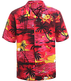 Hawaiian Shirts for Men Short Sleeve Regular Fit Mens Floral Shirts (YH1906,L)