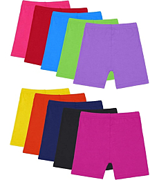 Resinta 10 Pack Dance Shorts Girls Bike Short Breathable and Safety 10 Color (Black,red,Yellow,Blue,Pink,Green,deep Purple,Navy,Purple,Orange, 8-10 Years)