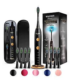 Wagner & Stern WHITEN+ Edition. Smart Electric Toothbrush with Pressure Sensor. 5 Brushing Modes and 3 Intensity Levels, 8 Dupont Bristles, Premium Travel Case