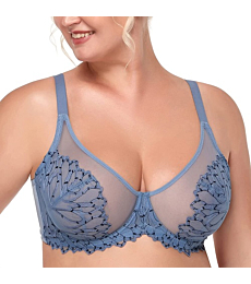HSIA Unlined Underwire Bra Women's Minimizers Embroidery Lace Bra Wired Non-Padded Full Coverage Sexy Bra