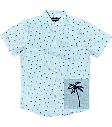 M MOLOKAI SURF Boys Shirts Hawaiian Short Sleeve Shirt (Palm Trees Pattern (Mint Green), Large)