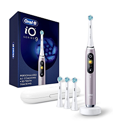 Oral-B iO Series 9 Electric Toothbrush with 3 Replacement Brush Heads, Rose Quartz