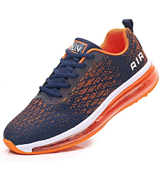 Azooken Mens Tennis Footwear Shoes Walking Casual Breathable Jogging Outdoor Sports Fitness Road Lightweight Trail Running Sneakers(8998 Orange 45)