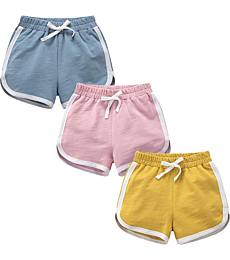 Big Girls 3 Pack Running Athletic Cotton Shorts, Workout and Fashion Dolphin Summer Beach Sports 10-12