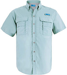 Men's UV UPF 50+ Sun Protection Soild Anti-Static Waterproof Breathable Fast Dry SPF Hiking Fishing Short Sleeve Shirts(12# L Cloud Blue)