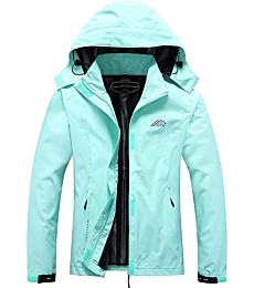 Women's Waterproof Rain Jacket Lightweight Hooded Raincoat for Hiking Travel Outdoor Light Green XL