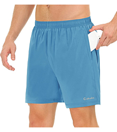 Cakulo Men's 5 Inch Running Tennis Shorts Quick Dry Athletic Workout Active Gym Training Soccer Shorts with Pockets Liner Peacock Blue M