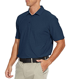 YAMANMAN Mens Golf Shirts Performance Dry Fit Moisture Wicking Casual Collared Golf Polo Shirts Short Sleeve Quick Dry Navy