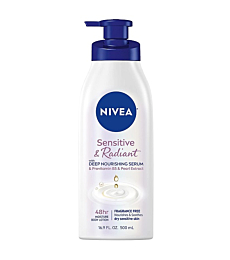 NIVEA Sensitive and Radiant Body Lotion for Sensitive Skin, Unscented Body Lotion With Hypoallergenic Formula, 16.9 Fl Oz Pump Bottle