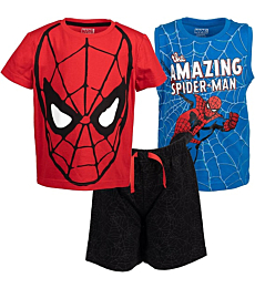 Marvel Avengers Spider-Man Little Boys3 Piece Outfit Set: T-Shirt Tank Top Shorts 6