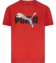 PUMA Boys' Big Cat Logo T-Shirt, High Risk Red, Large