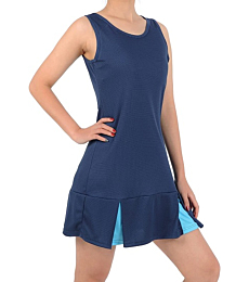 Turnhier Women's Tennis Golf Dress,Exercise Workout Dress with Shorts Athletic Dress with Pockets Shorts(Dark Blue,S)