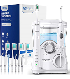 Water Flosser and Toothbrush Combo with 11 Tips, Torpyu Sonic Electric Toothbrush with Water Flosser for Teeth, Sonic Flossing Toothbrush, 600ML Detachable Tank for 120s Dental Oral Irrigator