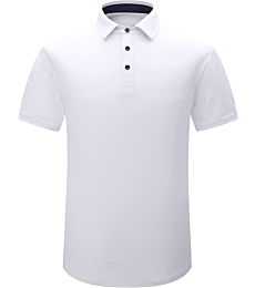 Mempea Mens Golf Shirt Moisture Wicking Quick Dry Short Sleeve Casual Polo Shirts for Men,White L